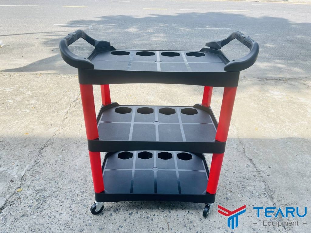 Xe đẩy dụng cụ 3 tầng tiện lợi cho tiệm rửa xe